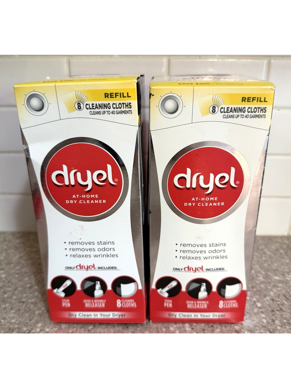 Lot of 2 Dryel At Home Dry Cleaning Cleaner Refill Kit Cleaning Clothes 8 Loads